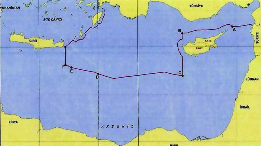 Обнародована карта морской границы Турции в Средиземноморье