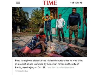 Фото погибших в результате бомбежки армянами Барды включено в «100 фото 2020 года» журнала «TIME»